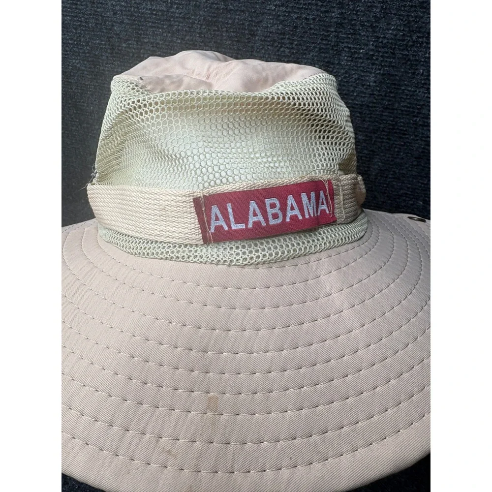 Alabama Boonie Hat Tan Mesh Sun Safari Fishing Wide Brim Adjustable Chin Strap